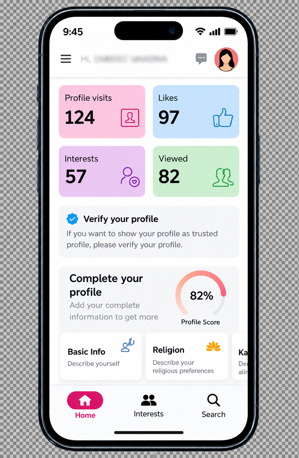 Dogri Rishtey app dashboard